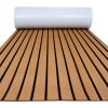 imageFOCEAN Boat Flooring EVA Foam Boat Decking Faux Teak Marine Flooring Boat Mat Boat Carpet Sheet for Motorboat RV Yacht Kayak Surfboard 945quotx 472quot354quot236quot157quotBrown With Black Seam Lines