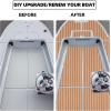 imageFOCEAN Boat Flooring EVA Foam Boat Decking Faux Teak Marine Flooring Boat Mat Boat Carpet Sheet for Motorboat RV Yacht Kayak Surfboard 945quotx 472quot354quot236quot157quotBrown With White Seam Lines