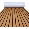 imageFOCEAN Boat Flooring EVA Foam Boat Decking Faux Teak Marine Flooring Boat Mat Boat Carpet Sheet for Motorboat RV Yacht Kayak Surfboard 945quotx 472quot354quot236quot157quotBrown With Black Seam Lines