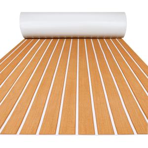 imageFOCEAN Boat Flooring EVA Foam Boat Decking Faux Teak Marine Flooring Boat Mat Boat Carpet Sheet for Motorboat RV Yacht Kayak Surfboard 945quotx 472quot354quot236quot157quotBrown With White Seam Lines