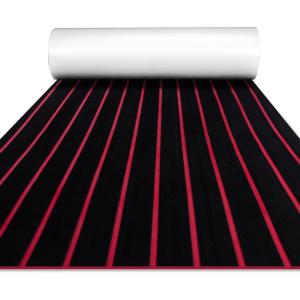 imageFOCEAN Boat Flooring EVA Foam Boat Decking Faux Teak Marine Flooring Boat Mat Boat Carpet Sheet for Motorboat RV Yacht Kayak Surfboard 945quotx 472quot354quot236quot157quotBlack With Red Seam Lines