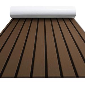imageFOCEAN Boat Flooring EVA Foam Boat Decking Faux Teak Marine Flooring Boat Mat Boat Carpet Sheet for Motorboat RV Yacht Kayak Surfboard 945quotx 472quot354quot236quot157quotTerra with Black Lines