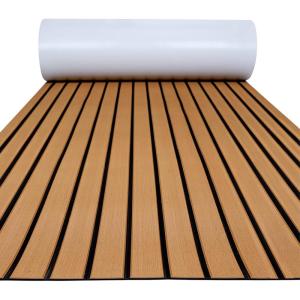 imageFOCEAN Boat Flooring EVA Foam Boat Decking Faux Teak Marine Flooring Boat Mat Boat Carpet Sheet for Motorboat RV Yacht Kayak Surfboard 945quotx 472quot354quot236quot157quotBrown With Black Seam Lines