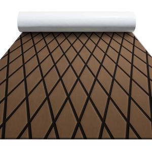 imageFOCEAN Boat Flooring EVA Foam Boat Decking Marine Mat NonSlip SelfAdhesive Flooring Sheet for Motorboat Kayak Surfboard Garden Swimming Pools 945x 157 Dark Grey with Black LinesTerra With Black Lines