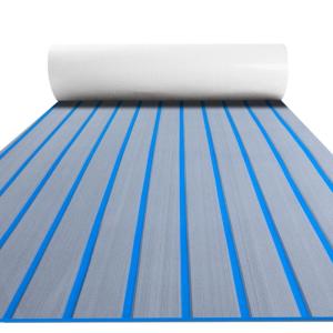 imageBoat Flooring EVA Foam Boat Decking Faux Teak Marine Flooring 472quot X 157quot Grey with Blue Lines