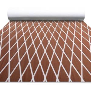 image:imageFOCEAN Boat Flooring EVA Foam Boat Decking SelfAdhesive Marine Mat for Motorboats Jon Boats Kayak Bass Boat Garden FloorBrown With White Lines